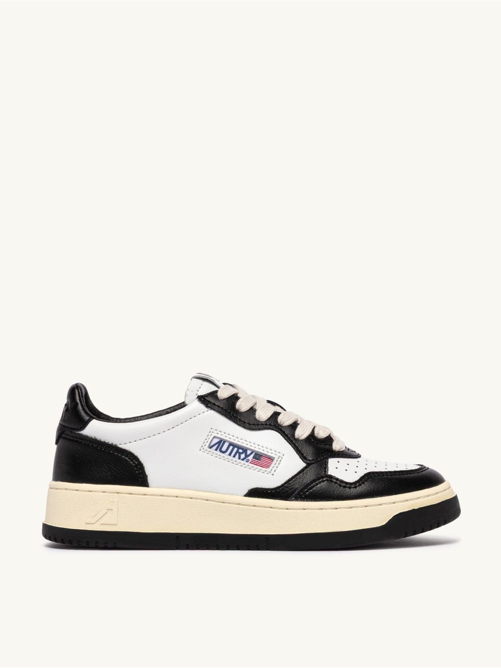 MEDALIST LOW BICOLOR SNEAKERS IN WHITE AND BLACK LEATHER